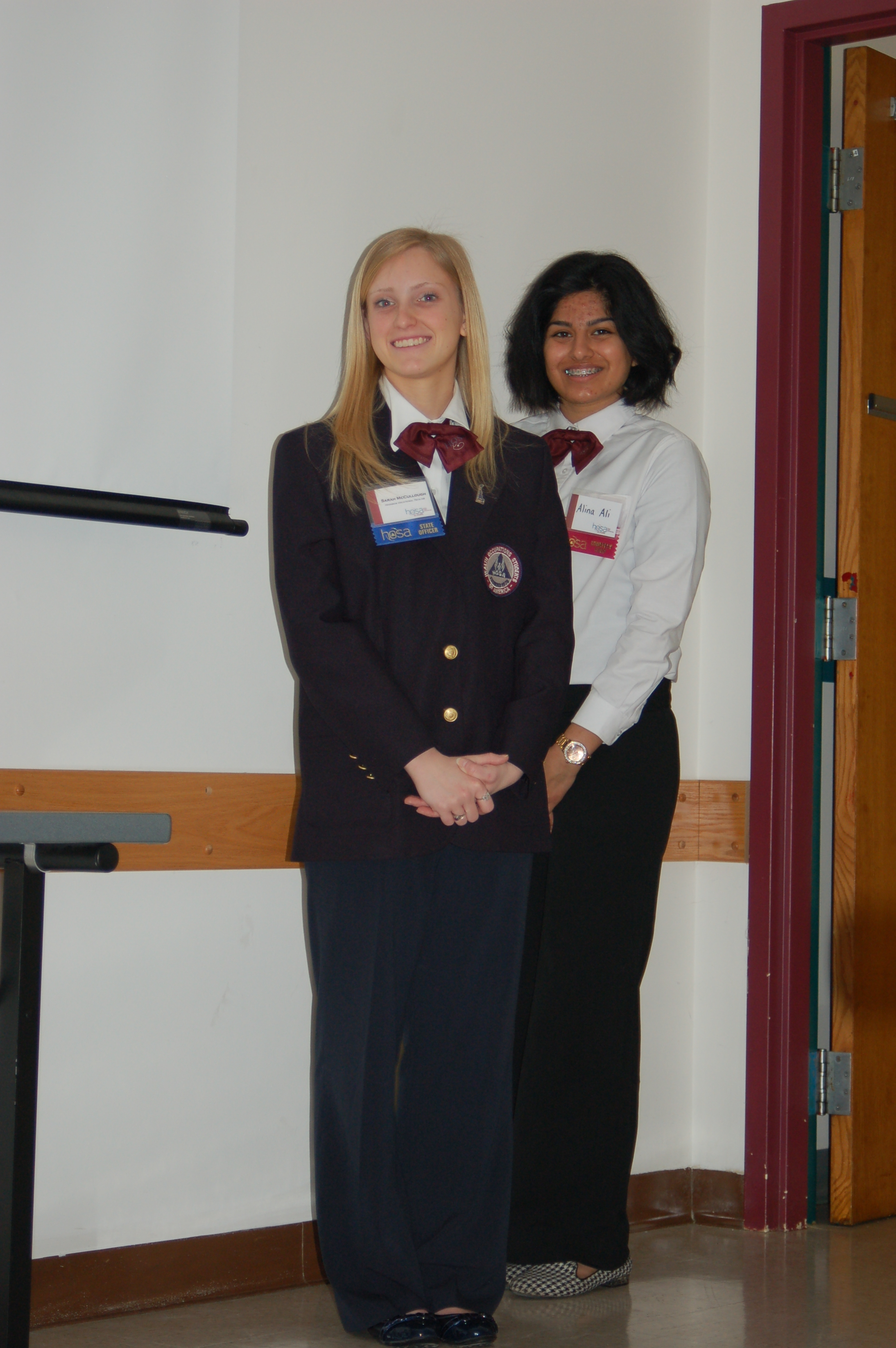 HOSA State Officer Sarah McCullough and Courtesy Corp Alina Jafri
